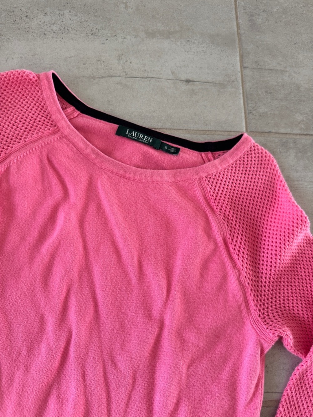 Ralph Lauren Pink Mesh-Sleeve Sweatshirt Top